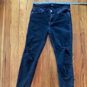Distressed black ripped Hudson pencil jeans